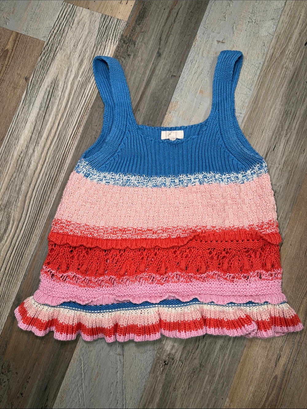 entro Striped crocheted Knit Tank Top